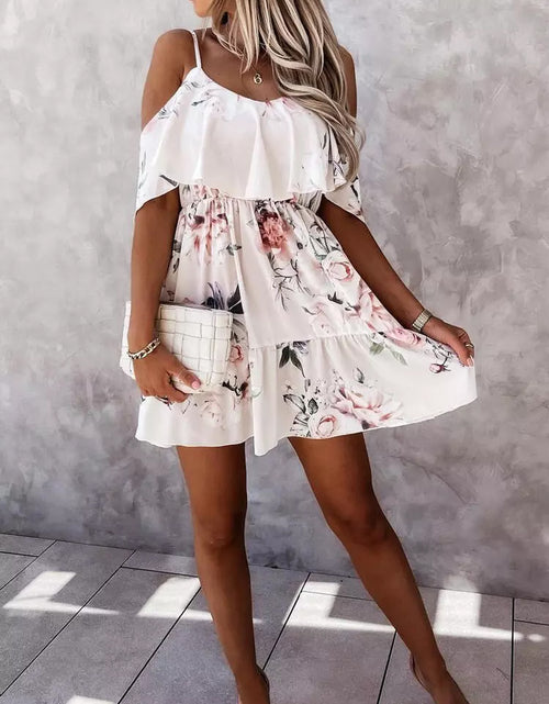 Load image into Gallery viewer, Off Shoulder Floral Mini Dress(Shipping 10-14 Days)
