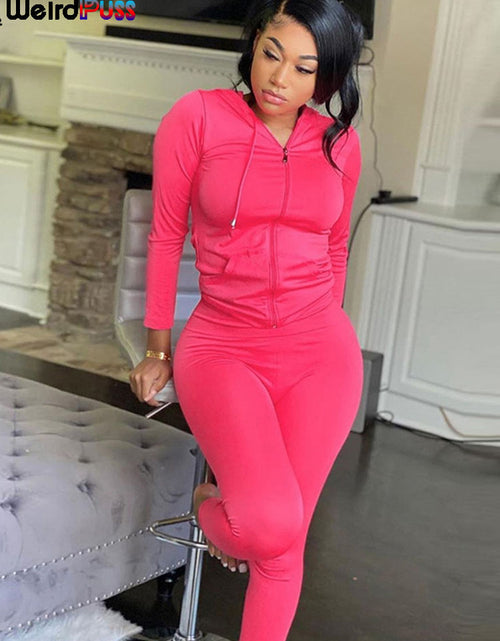 Load image into Gallery viewer, Hooded Tops and Sporty Leggings(Shipping 10-14 Days)
