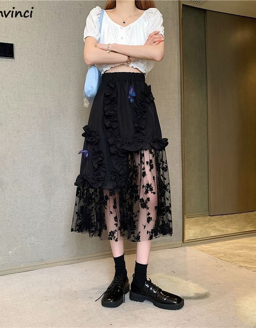 Load image into Gallery viewer, Black Lace Patchwork Skirt(Shipping 10-14 Days)
