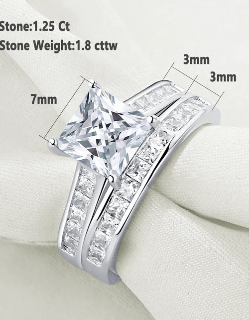 Load image into Gallery viewer, Newshe 2 Pieces Classic Wedding Rings Set for Women 7*7mm Princess Cut AAAAA Zircon 925 Sterling Silver Engagement Ring Jewelry(Shipping 10-14 Days)
