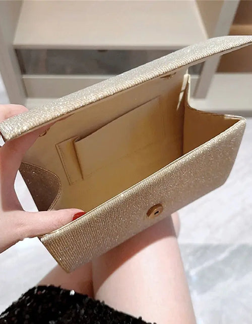 Load image into Gallery viewer, Gold Bright Silk Evening Bag Women Elegant Fashion Banquet Clutch Chain Shoulder Bags Luxury Purse Female Wedding Party Handbag(Shipping 10-14 Days)
