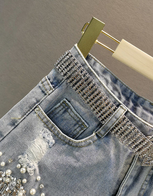 Load image into Gallery viewer, Tassel Beading Denim Short(Shipping 10-14 Days)
