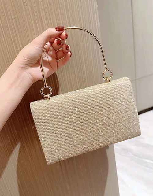 Load image into Gallery viewer, Gold Bright Silk Evening Bag Women Elegant Fashion Banquet Clutch Chain Shoulder Bags Luxury Purse Female Wedding Party Handbag(Shipping 10-14 Days)
