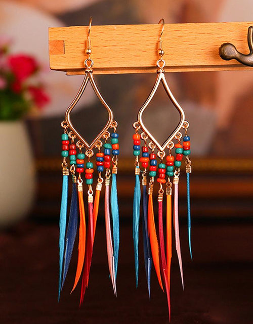 Load image into Gallery viewer, Tassels Feather Earrings(Shipping 10-14 Days)
