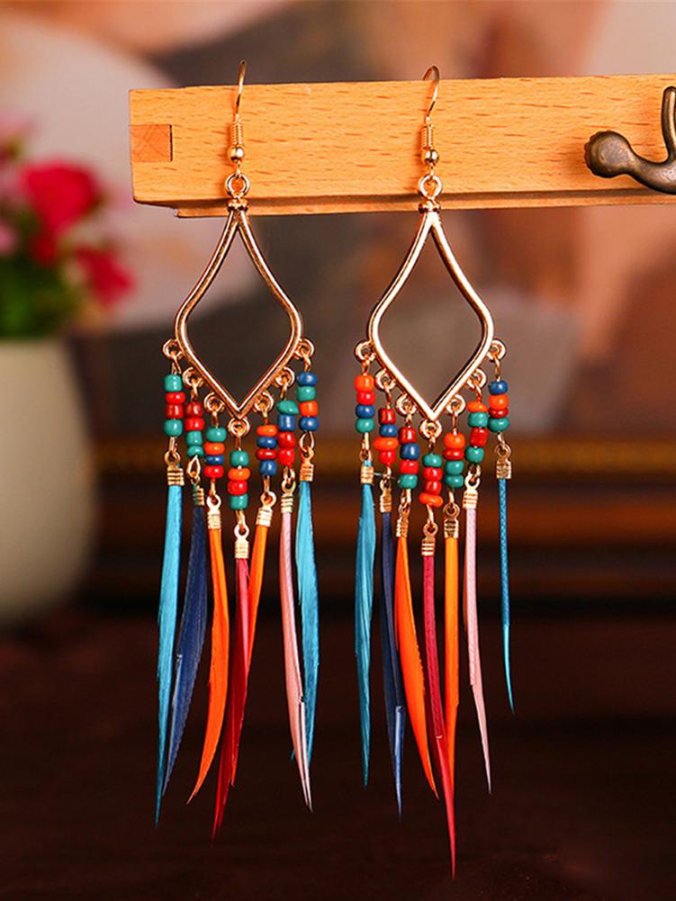 Tassels Feather Earrings(Shipping 10-14 Days)