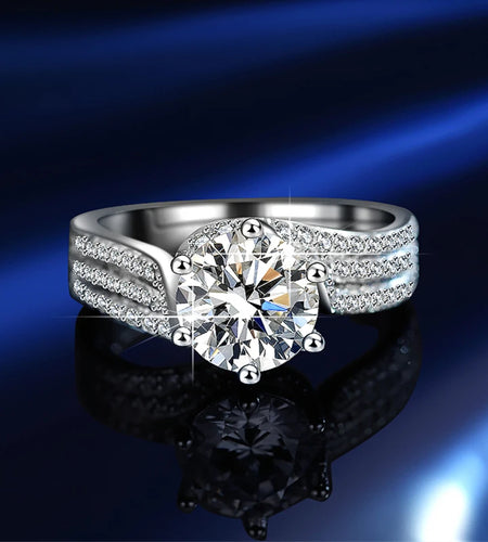 GRA moissanite ring, two-carat Deluxe Crown, full of diamonds, set with lady jewelry, ring accessories(Shipping 10-14 Days)