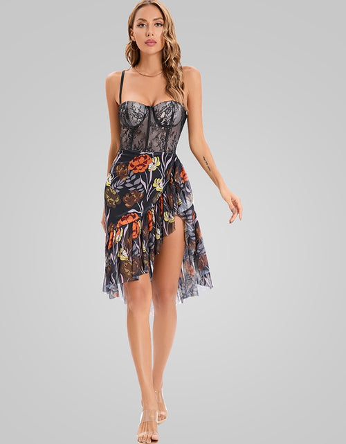 Load image into Gallery viewer, V-Neck Printed Ruffles Strap Midi Dress(Shipping 10-14 Days)
