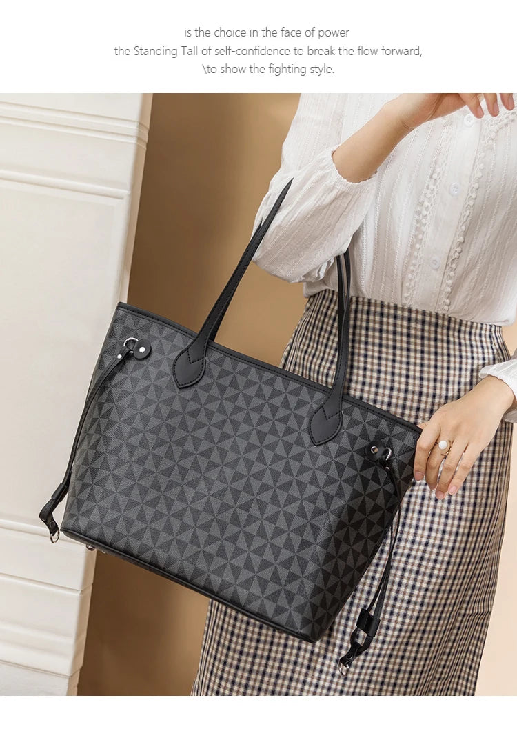 Shoulder Bags And Purse Sets For Women  2023 New Luxury Tote  Leather Designer Large Shopper Shopping Fashion Plaid Handbags