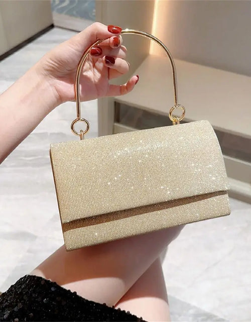 Load image into Gallery viewer, Gold Bright Silk Evening Bag Women Elegant Fashion Banquet Clutch Chain Shoulder Bags Luxury Purse Female Wedding Party Handbag(Shipping 10-14 Days)
