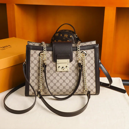 2024 new leather women's bag designer brand senior light luxury atmosphere large capacity hand bill of lading shoulder bag (Shipping 10-14 Days)
