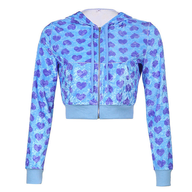 2pc Set Love Printed Hooded Cardigan(Shipping 10-14 Days)