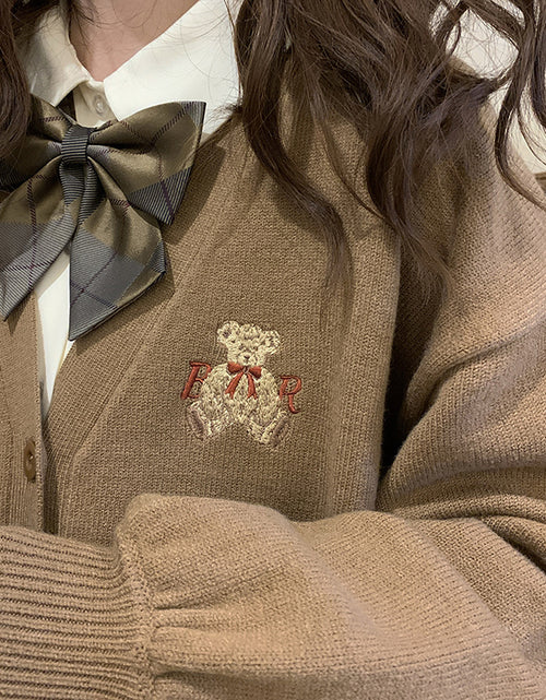 Load image into Gallery viewer, Cute Bear Embroidery Cardigan(Shipping 10-14 Days)
