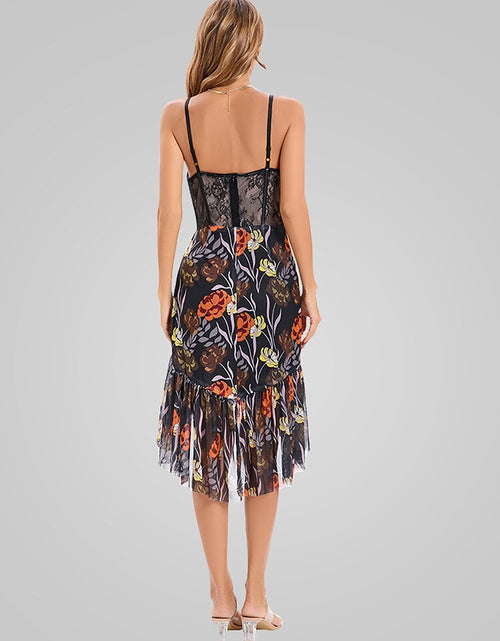 Load image into Gallery viewer, V-Neck Printed Ruffles Strap Midi Dress(Shipping 10-14 Days)
