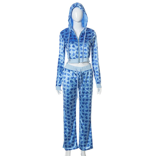 Load image into Gallery viewer, 2pc Set Love Printed Hooded Cardigan(Shipping 10-14 Days)

