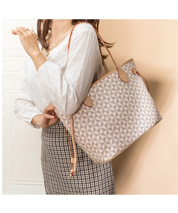 Shoulder Bags And Purse Sets For Women  2023 New Luxury Tote  Leather Designer Large Shopper Shopping Fashion Plaid Handbags