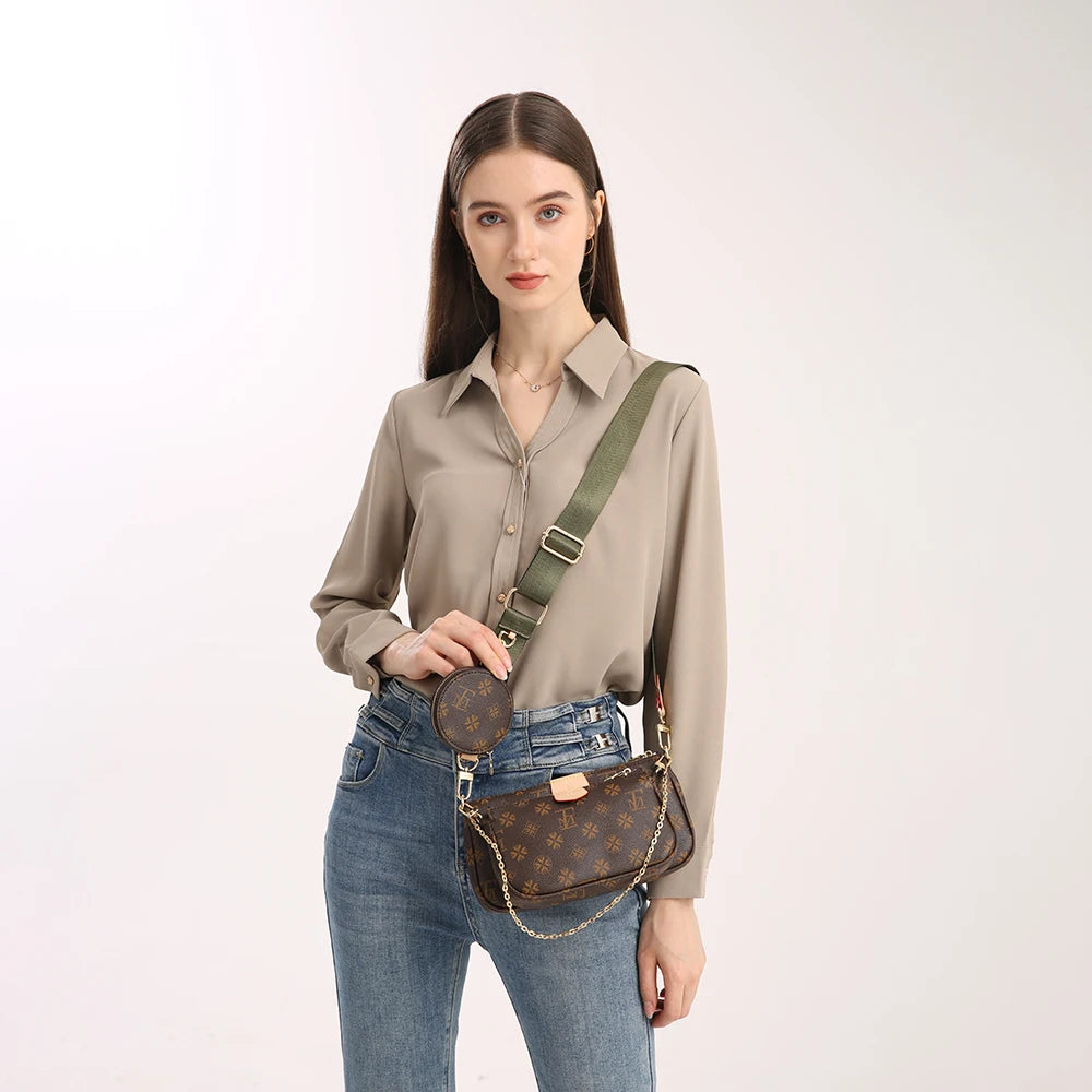 LFM Brown Crossbody Bags for Women Multi Pochette Shoulder Bag Handbags Ladies Hand Purses Women's Handbag Female 2023 Trend (Shipping 10-14 Days )
