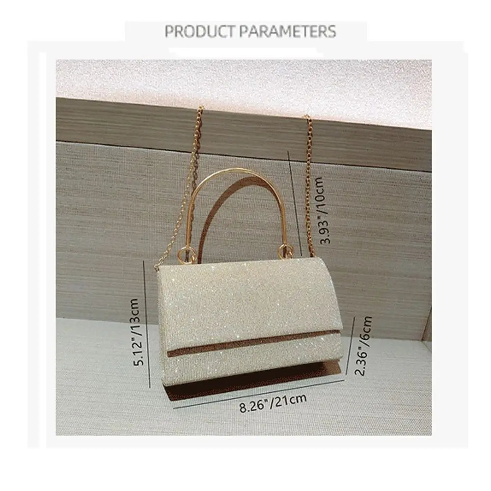 Gold Bright Silk Evening Bag Women Elegant Fashion Banquet Clutch Chain Shoulder Bags Luxury Purse Female Wedding Party Handbag(Shipping 10-14 Days)
