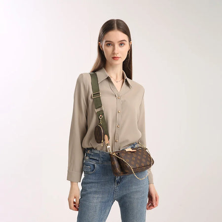 LFM Brown Crossbody Bags for Women Multi Pochette Shoulder Bag Handbags Ladies Hand Purses Women's Handbag Female 2023 Trend (Shipping 10-14 Days )