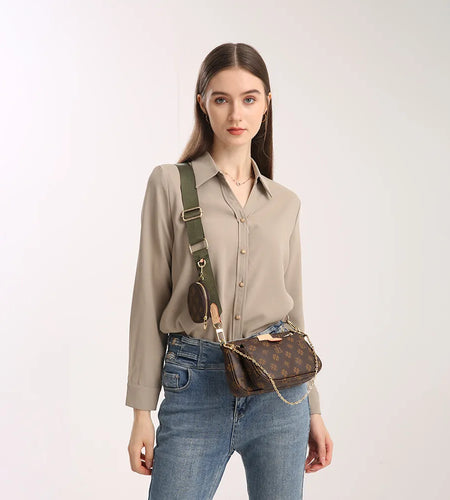 LFM Brown Crossbody Bags for Women Multi Pochette Shoulder Bag Handbags Ladies Hand Purses Women's Handbag Female 2023 Trend (Shipping 10-14 Days )