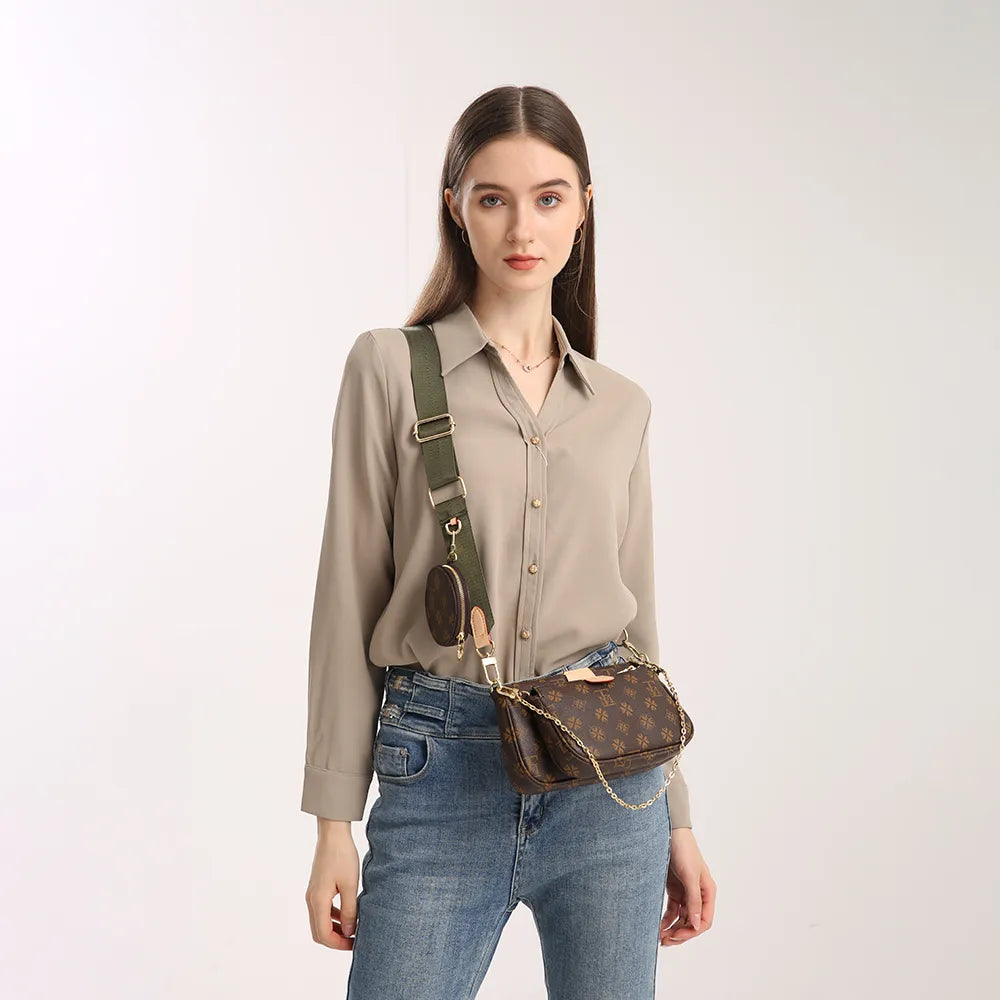 LFM Brown Crossbody Bags for Women Multi Pochette Shoulder Bag Handbags Ladies Hand Purses Women's Handbag Female 2023 Trend (Shipping 10-14 Days )