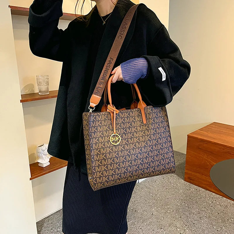 Casual Versatile Large Capacity Girls Shoulder Handbag Ladies Crossbody Letter Tote Bag Fashion Printing Light Luxury Classic PU (Shipping 10- 14 Days )