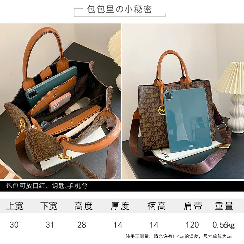 Casual Versatile Large Capacity Girls Shoulder Handbag Ladies Crossbody Letter Tote Bag Fashion Printing Light Luxury Classic PU (Shipping 10- 14 Days )