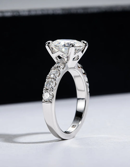 Load image into Gallery viewer, HTOTOH 3.5 Carat Moissanite Diamond Engagement Ring S925 Silver Round Wedding Ring Fine Jewelry (Shipping 10-14 Days)
