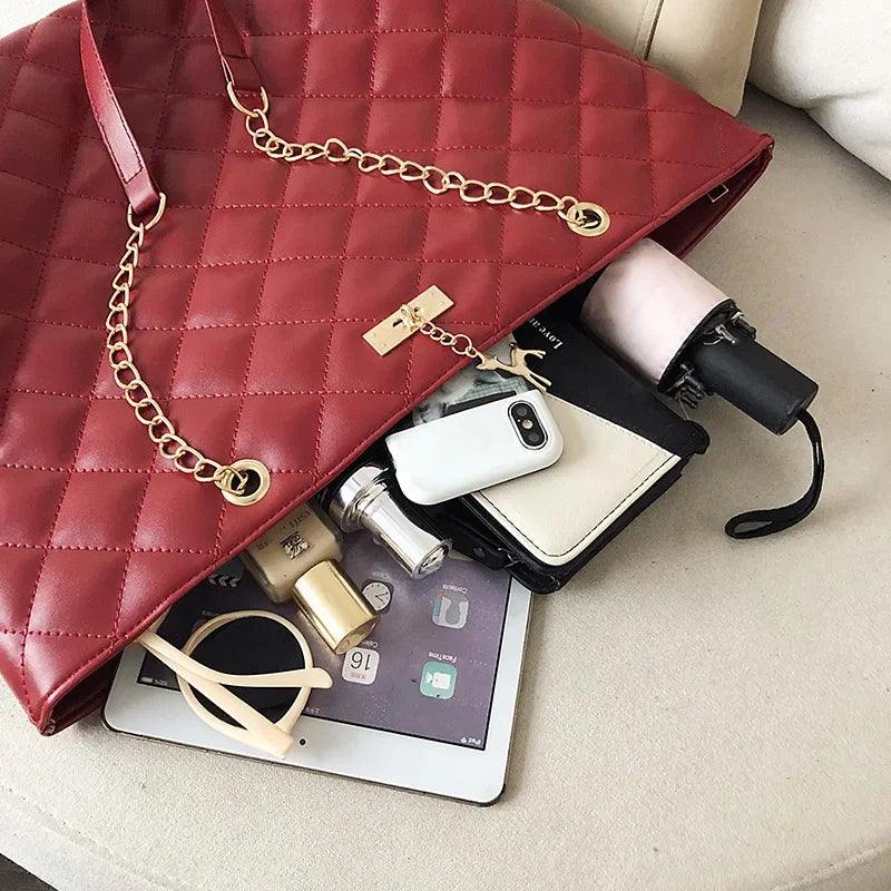 Tote Bags for Women PU Leather Diamond Lattice Handbag Personality Large Capacity Underarm Shoulder Bag Designer Bag 9Shipping 10-14 Days)