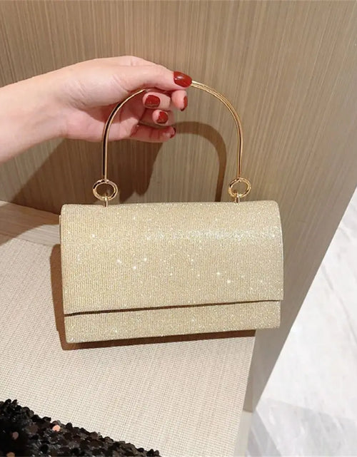 Load image into Gallery viewer, Gold Bright Silk Evening Bag Women Elegant Fashion Banquet Clutch Chain Shoulder Bags Luxury Purse Female Wedding Party Handbag(Shipping 10-14 Days)
