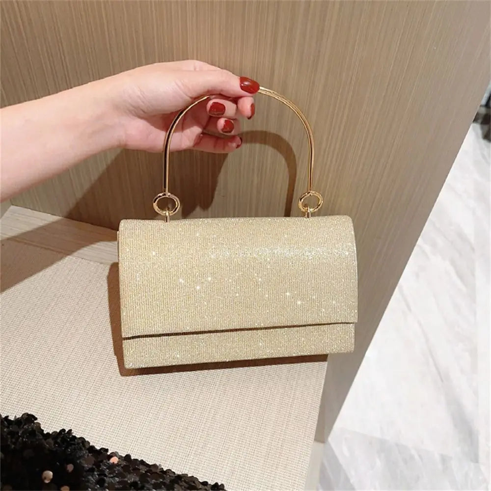 Gold Bright Silk Evening Bag Women Elegant Fashion Banquet Clutch Chain Shoulder Bags Luxury Purse Female Wedding Party Handbag(Shipping 10-14 Days)