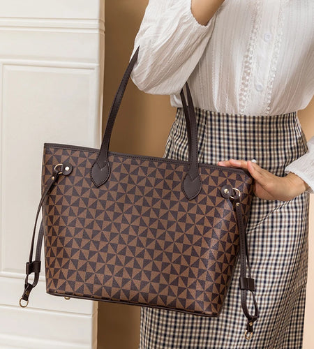 Shoulder Bags And Purse Sets For Women  2023 New Luxury Tote  Leather Designer Large Shopper Shopping Fashion Plaid Handbags