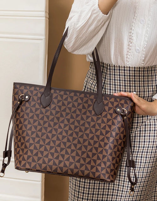 Load image into Gallery viewer, Shoulder Bags And Purse Sets For Women  2023 New Luxury Tote  Leather Designer Large Shopper Shopping Fashion Plaid Handbags
