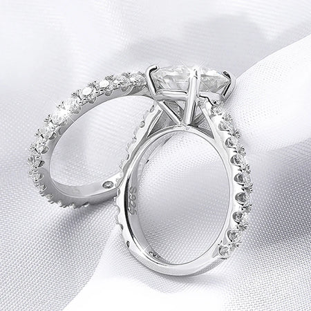 Serenty Day Four Claw D Color 9mm 3 Carat Full Moissanite Row Rings Set For Women S925 Sterling Silver Band Plated 18K (Shipping 10-14 Days)