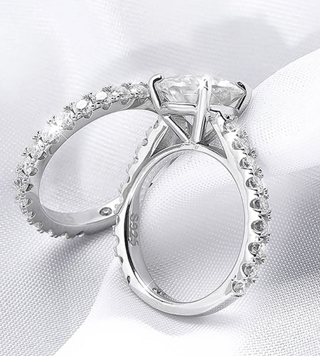 Serenty Day Four Claw D Color 9mm 3 Carat Full Moissanite Row Rings Set For Women S925 Sterling Silver Band Plated 18K (Shipping 10-14 Days)
