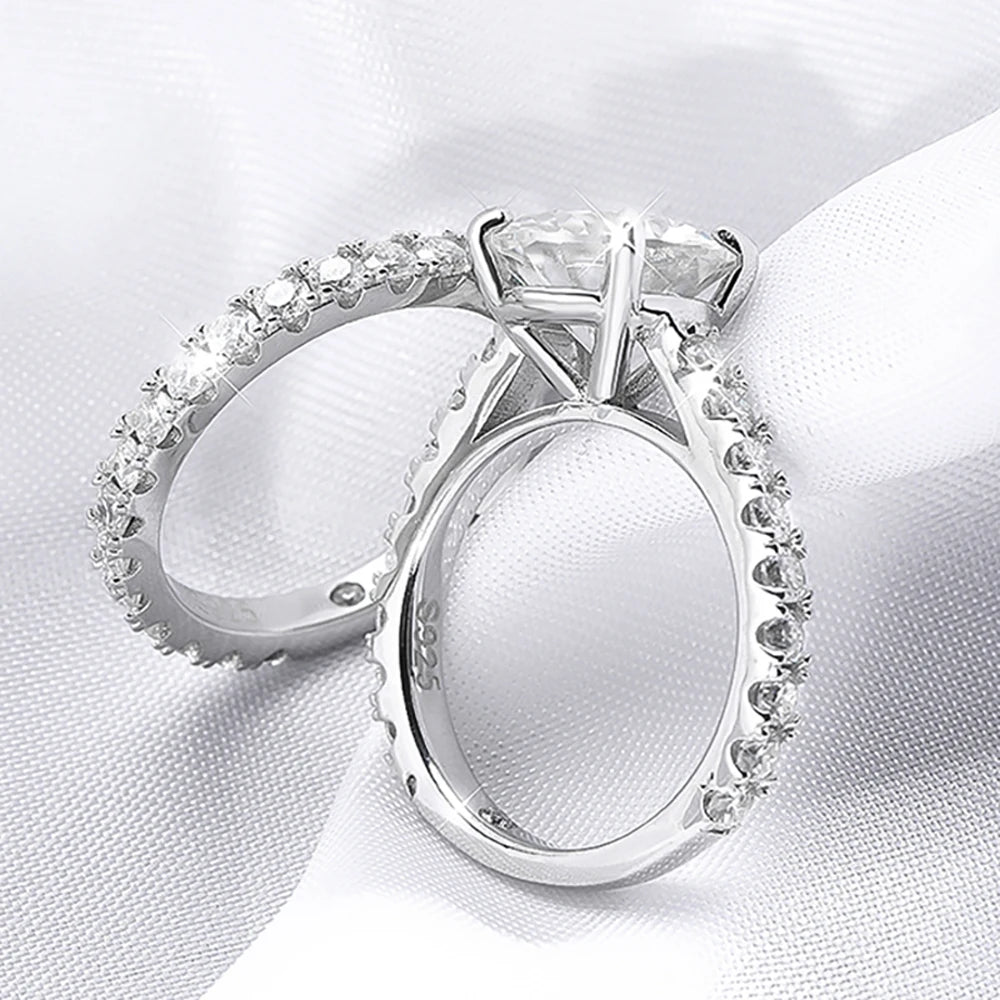 Serenty Day Four Claw D Color 9mm 3 Carat Full Moissanite Row Rings Set For Women S925 Sterling Silver Band Plated 18K (Shipping 10-14 Days)